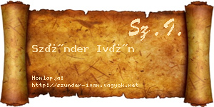 Szünder Iván névjegykártya